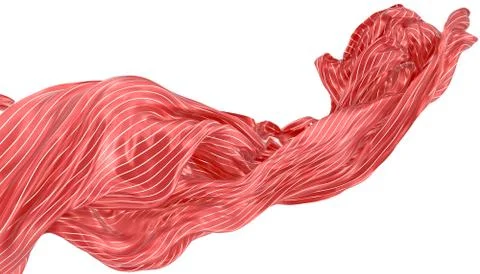 Abstract background of red wavy silk or satin with metal stripes. 3d renderin Stock Illustration