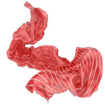 Abstract background of red wavy silk or satin with metal stripes. 3d renderin Stock Illustration