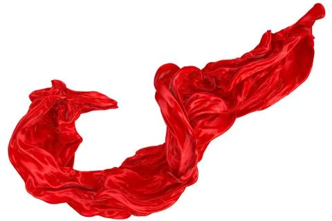 Abstract background of red wavy silk or satin. 3d rendering image. Stock Illustration