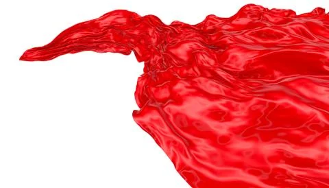 Abstract background of red wavy silk or satin. 3d rendering image. Stock Illustration
