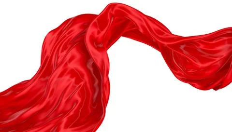 Abstract background of red wavy silk or satin. 3d rendering image. Stock Illustration