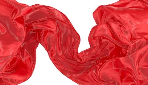 Abstract background of red wavy silk or satin. 3d rendering image. Stock Illustration
