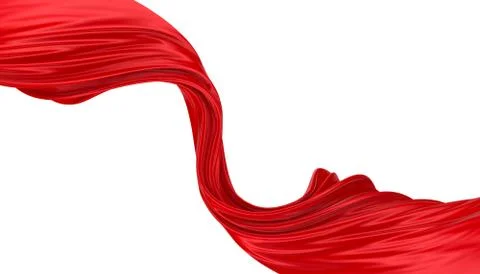 Abstract background of red wavy silk or satin. 3d rendering image. Stock Illustration