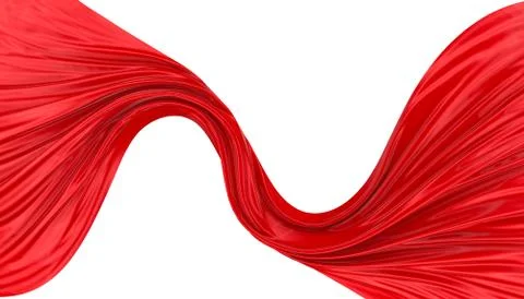 Abstract background of red wavy silk or satin. 3d rendering image. Stock Illustration