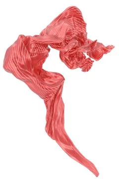 Abstract background of red wavy silk or satin with metal stripes. 3d renderin Stock Illustration