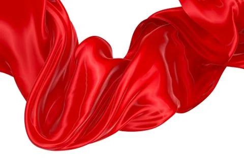 Abstract background of red wavy silk or satin. 3d rendering image. Stock Illustration