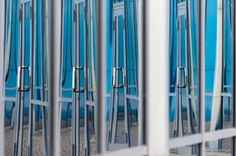 Abstract background reflected in the glass windows of the building Foto stock