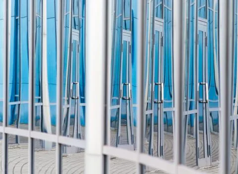 Abstract background reflected in the glass windows of the building Stock Photos