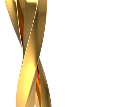 Abstract background with reflection smooth wavy gold lines 3d illustration Stock Illustration