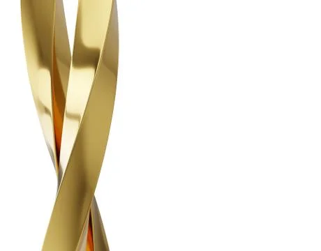 Abstract background with reflection smooth wavy gold lines 3d illustration Stock Illustration