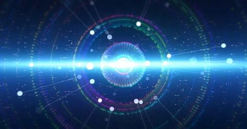 Abstract Background Render With Flying Shapes And Numbers Stock Illustration