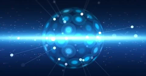 Abstract Background Render With Flying Shapes And Numbers 스톡 일러스트