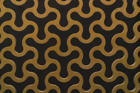 Abstract background, a repeating pattern of gold curved round cells in a gold Stock Photos