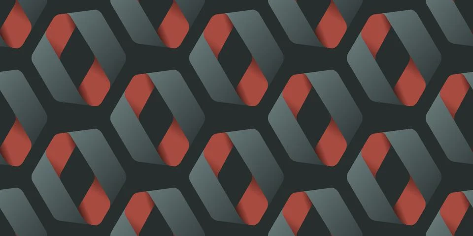 Abstract Background, Repeating Retro Style Geometric Frames Made of Ribbon,.. Illustrazione stock