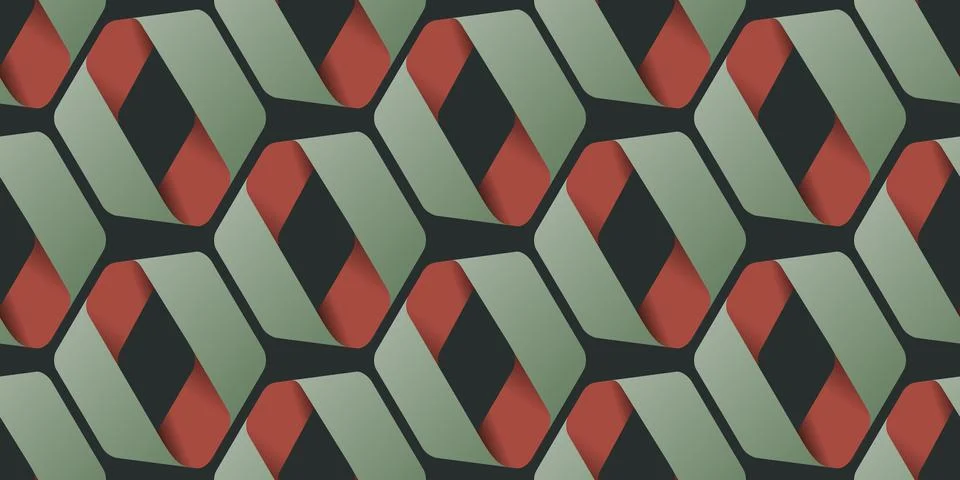 Abstract Background, Repeating Retro Style Geometric Frames Made of Ribbon,.. Illustrazione stock