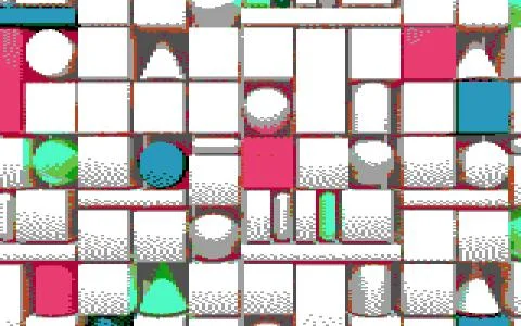 Abstract background with retro 80s 8bit styled pixel 3d shapes Stock Illustration