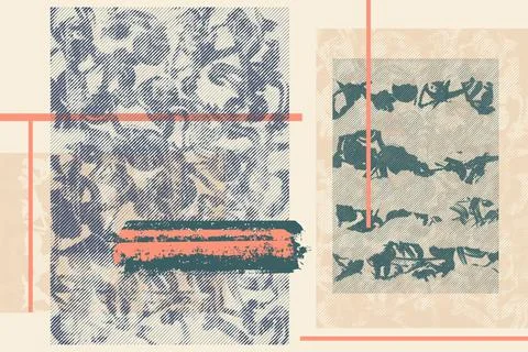 Abstract Background with  Retro Engraving Textures And Design Elements. Stock Illustration