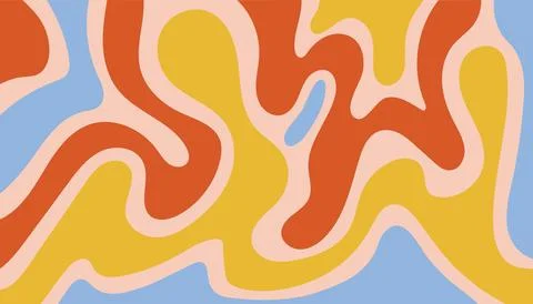 An abstract background in retro psychedelic 70s style with dynamic wavy lin.. Stock Illustration