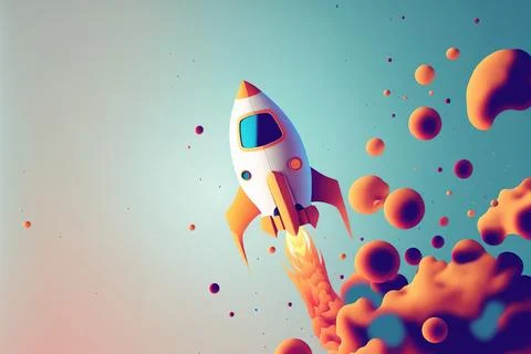 Abstract background with rocket. Stock Illustration