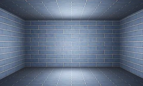 Abstract background room made of white blue bricks for product advertising Ilustración de archivo