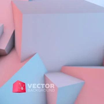 Abstract background with rose quartz and serenity cubes Stock Illustration