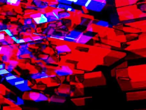 Abstract background of rotating blue and red blocks in retro style 스톡 동영상 74391938