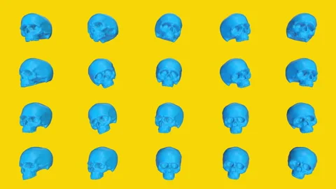 Abstract background with rotating colorful skull. Stock Footage 104129058