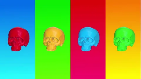 Abstract background with rotating colorful skull. Stock Footage 104129130