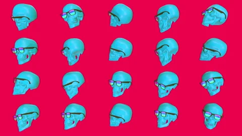 Abstract background with rotating colorful skull. Stock Footage 104129255