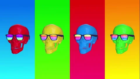 Abstract background with rotating colorful skull. Stock Footage 104129338