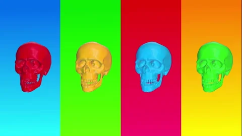Abstract background with rotating colorful skull. Stock Footage 104129358