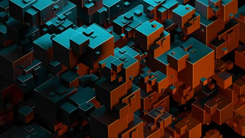 Abstract background with rotating geometric shapes. Transforming figures Stock Footage 145608781