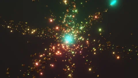 Abstract background with rotating multicolor metal cubes and lazer beams Stock Footage 169186708