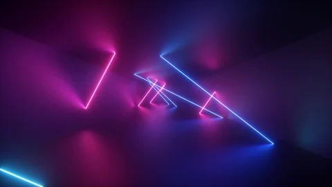 Rounded Neon Red and Blue lines Background video, Footage