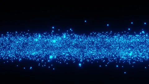 Abstract background round blue glowing particles moving on black background 3d r Stock Footage 310507593