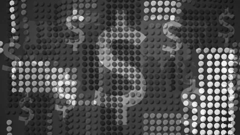 Abstract background of round dots and dollar signs, suggesting money financ.. Stock Footage 337263315