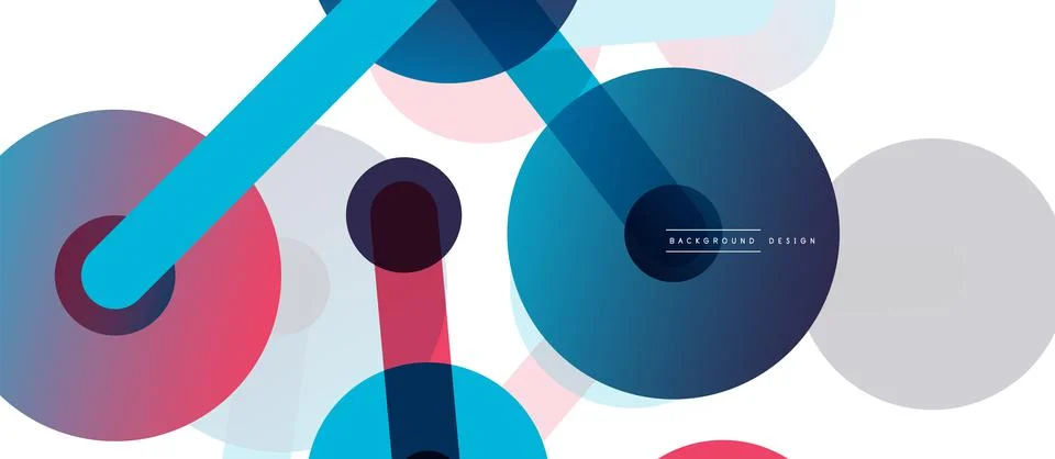 Abstract background. Round dots connected by lines. Trendy techno business Illustrazione stock