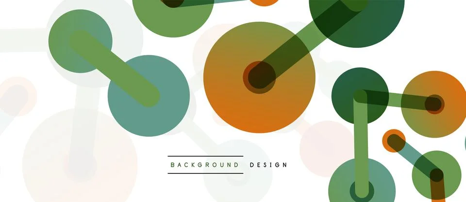 Abstract background. Round dots connected by lines. Trendy techno business Illustrazione stock