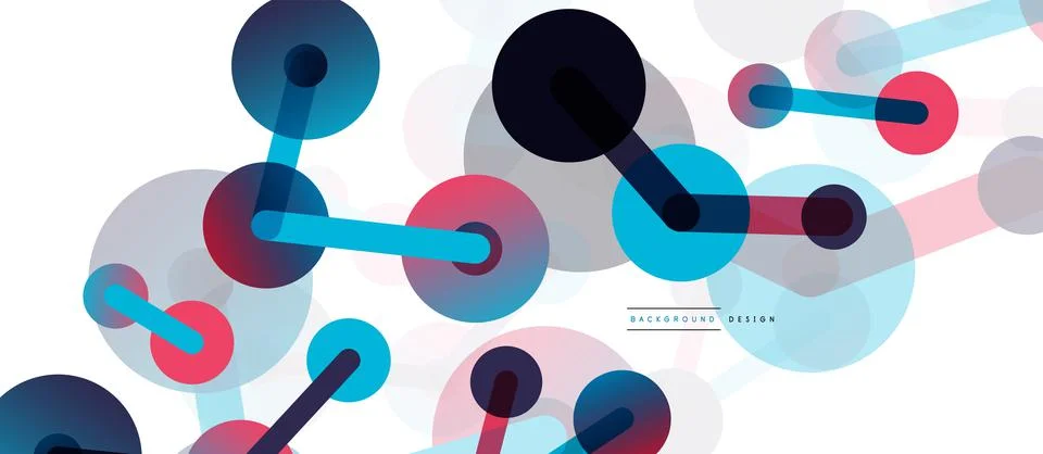 Abstract background. Round dots connected by lines. Trendy techno business Stock Illustration