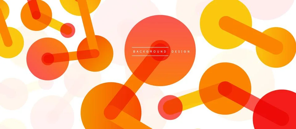 Abstract background. Round dots connected by lines. Trendy techno business Illustrazione stock