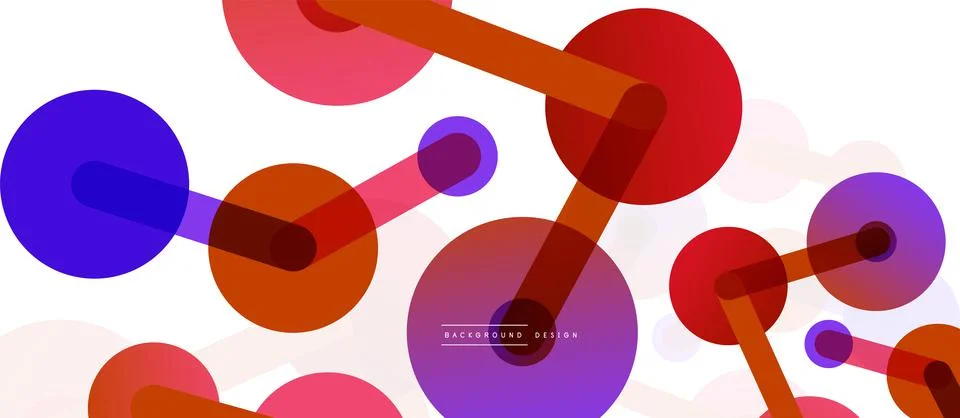 Abstract background. Round dots connected by lines. Trendy techno business Illustrazione stock