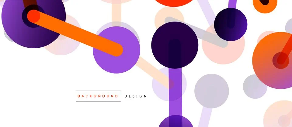 Abstract background. Round dots connected by lines. Trendy techno business Illustrazione stock