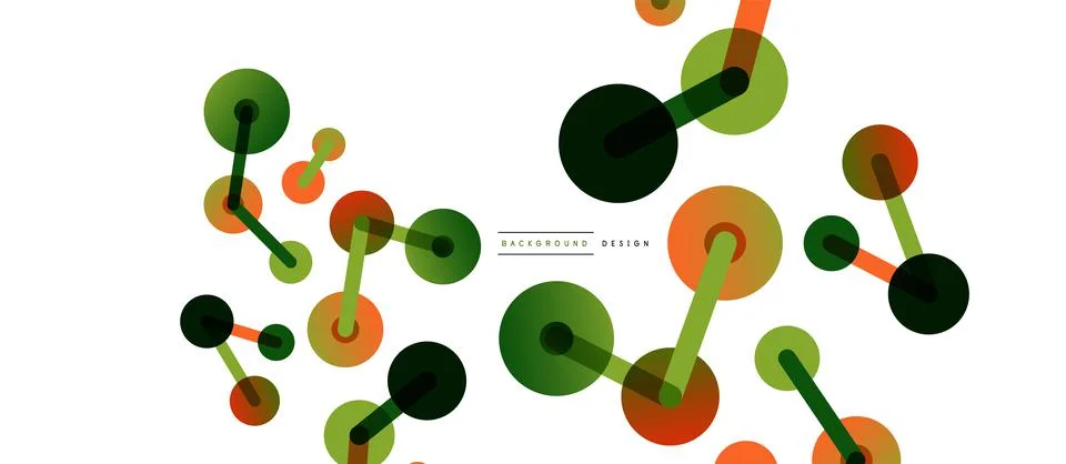 Abstract background. Round dots connected by lines. Trendy techno business Illustrazione stock