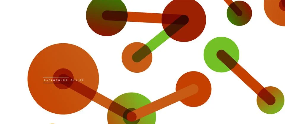 Abstract background. Round dots connected by lines. Trendy techno business Illustrazione stock