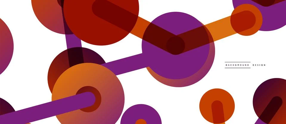 Abstract background. Round dots connected by lines. Trendy techno business Illustrazione stock