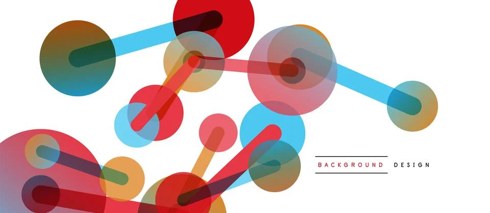 Abstract background. Round dots connected by lines. Trendy techno business Illustrazione stock