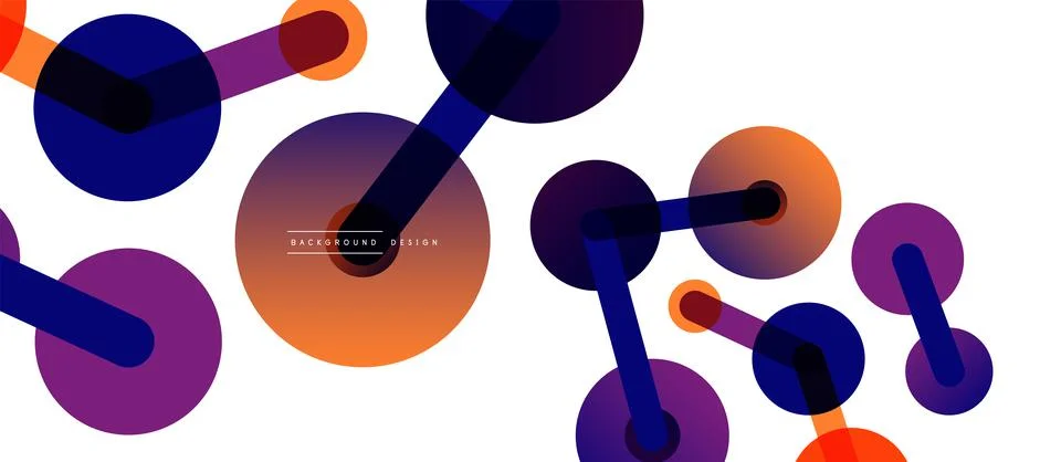 Abstract background. Round dots connected by lines. Trendy techno business Stockillustratie