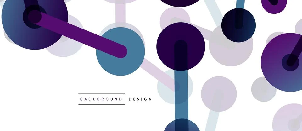 Abstract background. Round dots connected by lines. Trendy techno business Illustrazione stock