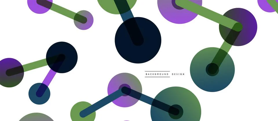 Abstract background. Round dots connected by lines. Trendy techno business Illustrazione stock