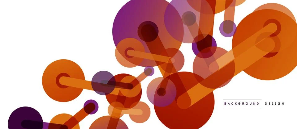 Abstract background. Round dots connected by lines. Trendy techno business Illustrazione stock